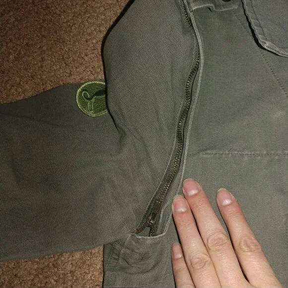 BB Dakota Vintage Olive Green Long Twill Utility Jacket - Size Small - Picture 14 of 15